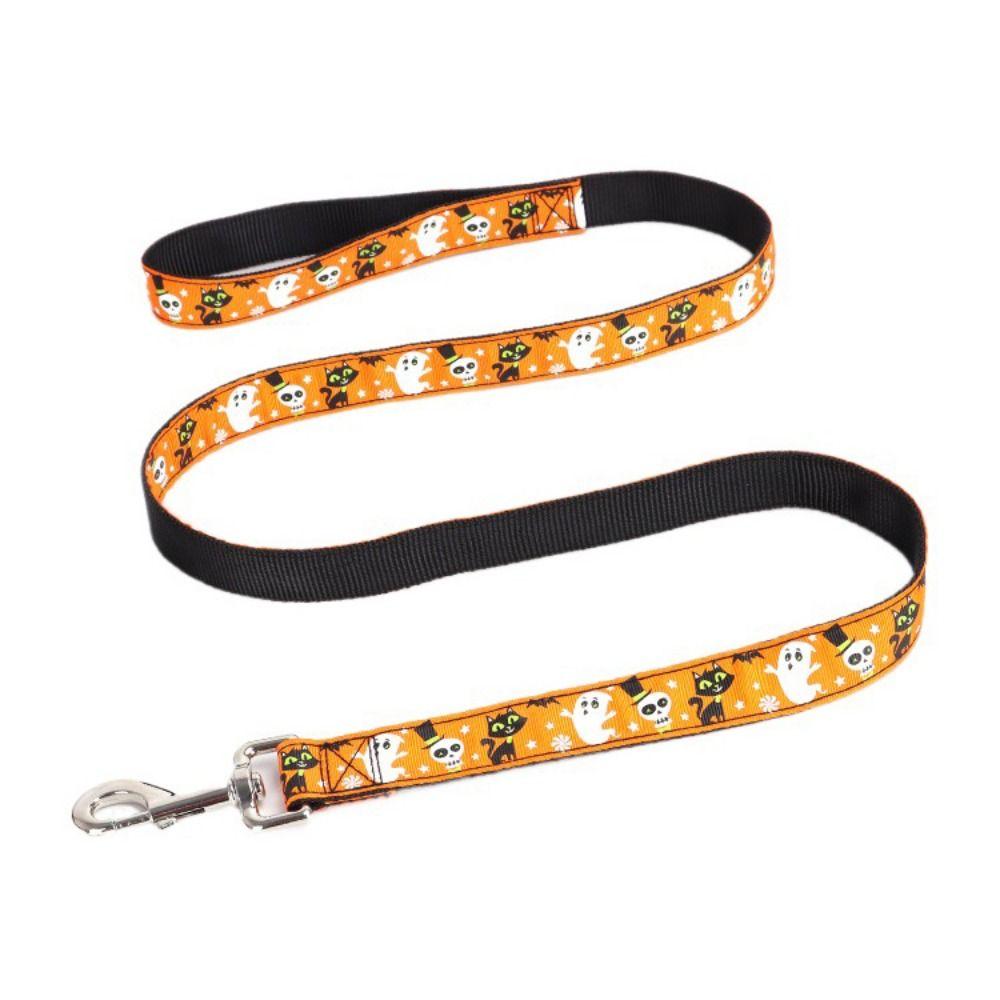 Adjustable Pet Pumpkin Skull Collar Quick Release Dog Traction Rope  for Dogs Cats