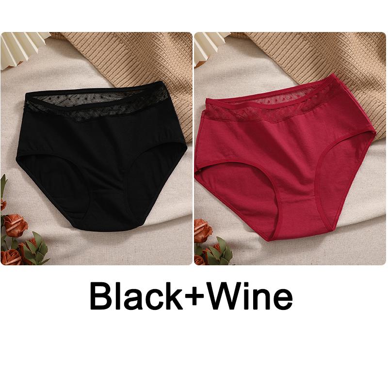 FINETOO 2ks Krajka Transparentní Dámské Spodní Prádlo Bavlněné Kalhotky Sexy Kalhotky Dámské Kalhotky Kalhotky Intimky Ženy Spodní prádlo S-XXXL