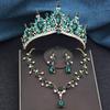 3Pcs Princess Crown Bridal Jewelry Sets for Women Tiaras and Flower Choker Necklace Earrings Wedding Dress Bride Jewelry Set