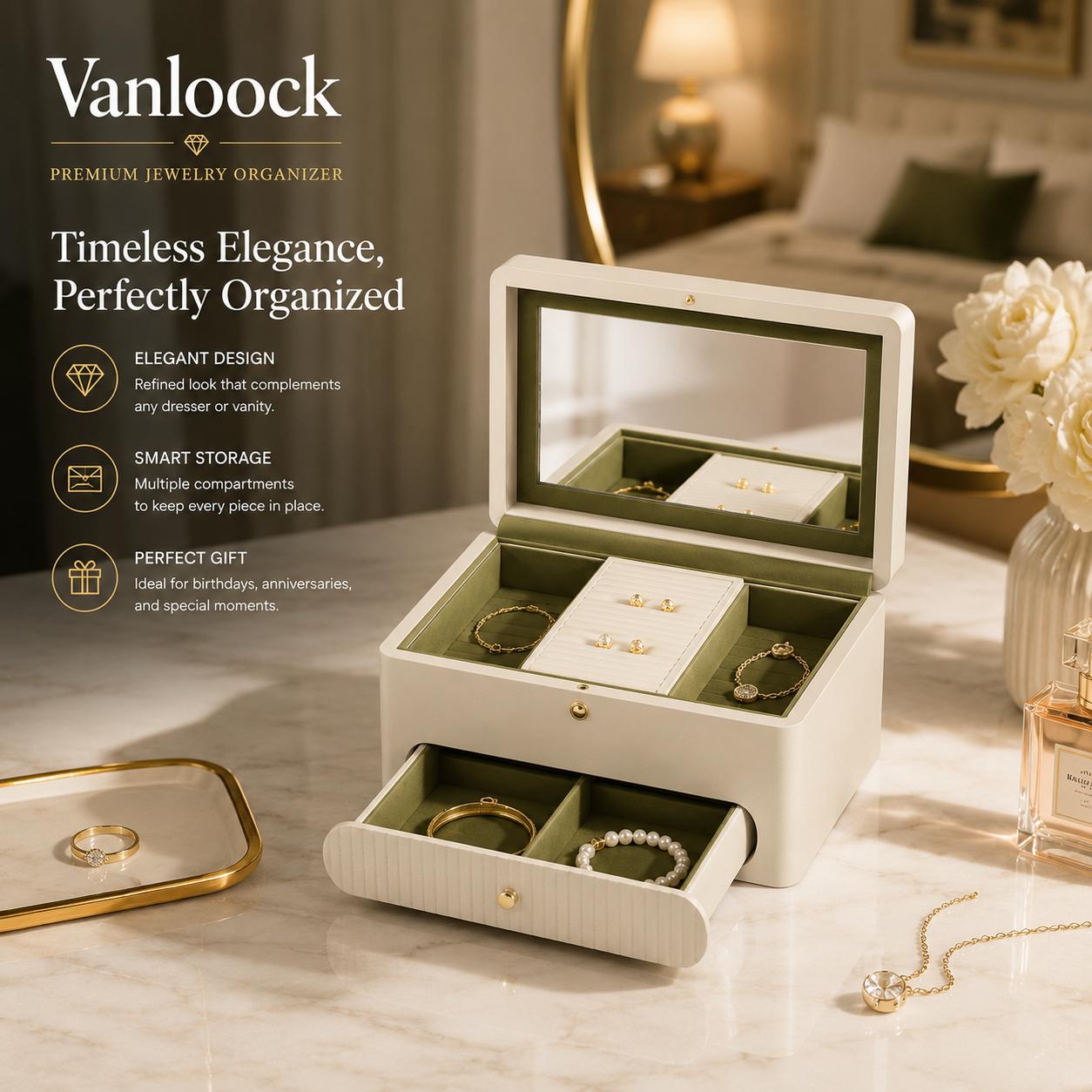 Green Jewelry Box Leather&Velvet