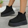 Fashion British Style Solid Color Platform Snow Boots Women Winter Soft Short Plush Warm Ankle Boots Woman Faux Suede Booties Female