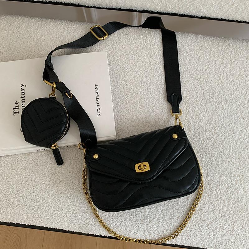 Fashionable and Popular Ladies' Mother-child Bag New Texture Chain Shoulder Bag Texture Diamond Square Bag