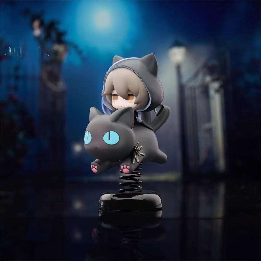 Anime Bobblehead Arknights Q Cute Cat Figure Car Dashboard Decor Desk Ornament Spring Base Game Character Car Interior Accessory
