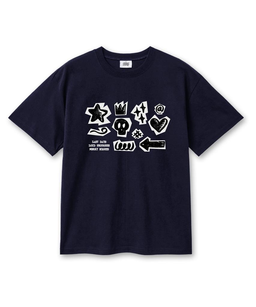 Leijimeli 20-Count Cotton Oversized Short Sleeve T-Shirt Navy