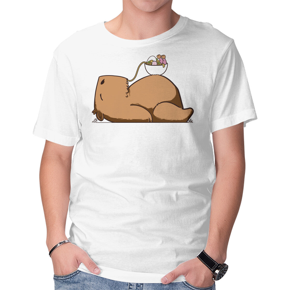 Unisex Crew Neck T-Shirt Capy Ramen Graphic Short Sleeve Casual Tee XS