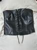 European & American PU Leather Retro Lace-Up Bandeau Crop Top for Women - Sexy, Short, Tight-Fitting, Beautiful Back, Customizable, Outdoor Wear.
