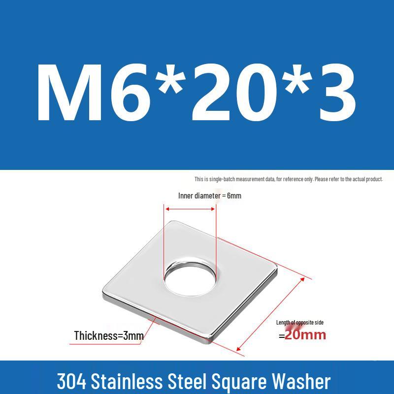 304 Stainless Steel Thickened Square Washer for Curtain Wall (M4-M16)