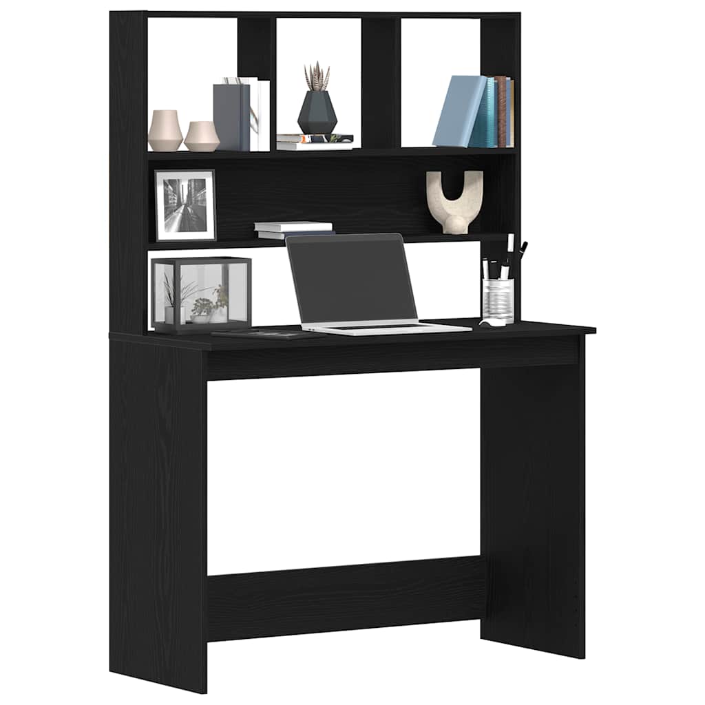 Desk with Shelves Black Oak Effect 102 x 45 x 148 cm