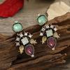 A Pair of Fashionable Hanging Earrings for Women, Creative and Fashionable Retro Inlaid with Rhinestones, Suitable for Daily Ver