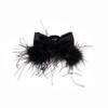 Elegant Black Feather Hair Clip with Bow - Premium Ostrich Feather Hair Accessory for Autumn and Winter
