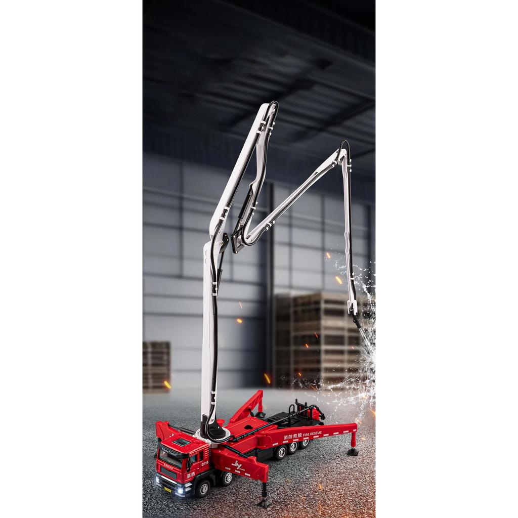 1/50 Cement Concrete Pump Truck Engineering Vehicle Ladder Trucks Toy Car Sound Light Pull Back Doors Opened Vehicle Collection