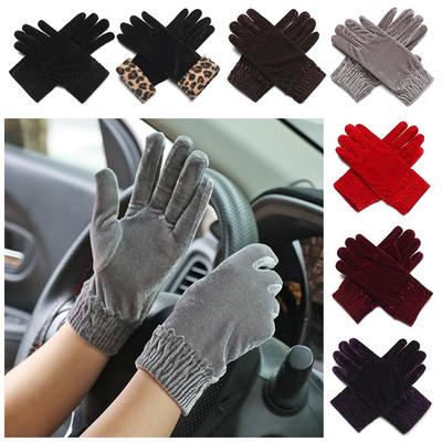 7 Colors Pleuche Autumn Winter Warm Gloves Mittens Full Finger Velvet Full Finger Gloves