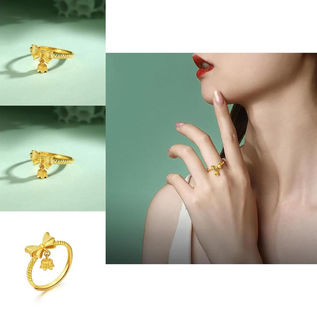 Charming Adjustable Ring With Stylish Orchid And Bowknot For A Fresh And Cute Look