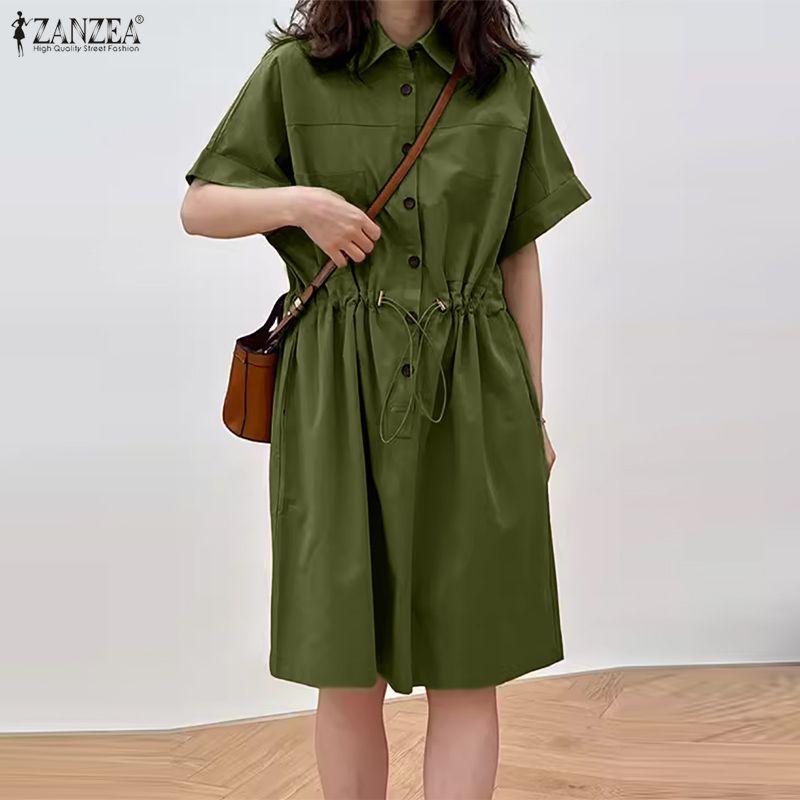 ZANZEA Women Classic Collar Loose Casual Half Sleeve Short Jumpsuits