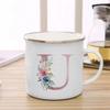 26 Initialen Rosa Buchstaben Blumen Druck Emaille Tasse Kaffeetassen Tassen für Kaffee und Tee Ungewöhnliche Teetasse Personalisierte Geschenk Tassen Cupshe