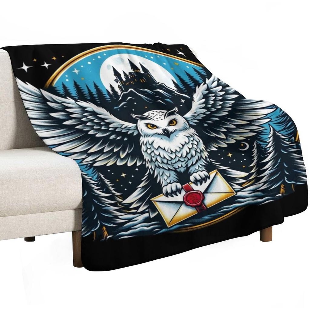 An Owl Messenger In a Mystical Night - Fantasy Throw Blanket Breathable Lightweight Blanket for Adults Kids