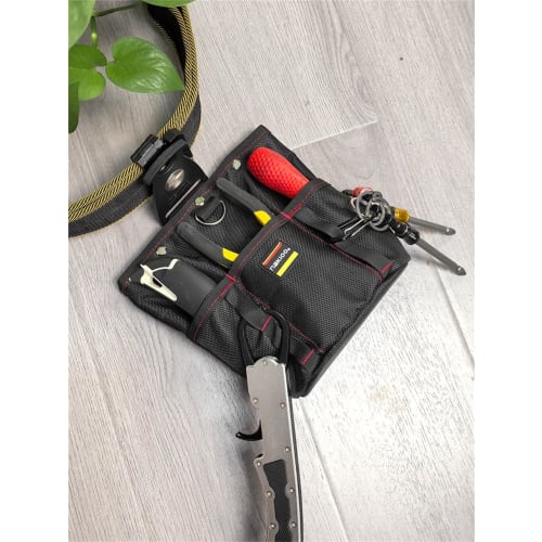 FFYGYNFDE Waist Bag, Nail Pouch, Spring-Locked Closure, Two-Tier Design, Tool Organizer with Detachable Tool Holder, Parts Storage, Tool Drop Preventi