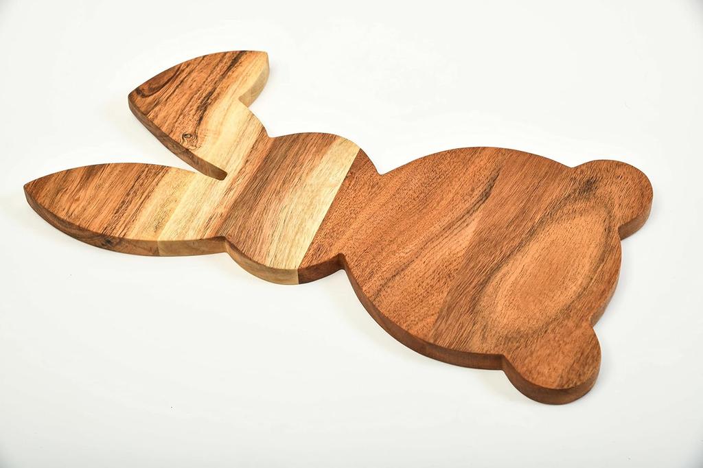 Wood Cutting Board for Kitchen, Wooden Charcuterie Boards, Food Serving Board, Organic Cheese Bunny Shaped Wood Serving Platter