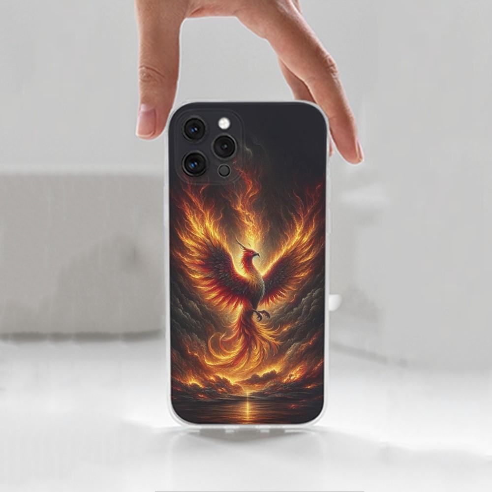 Cool Phoenix Phone Case For iPhone 16,15,14,13,12,11 Plus,Pro,Max,XR,XS,X,7,8 Plus,SE,Mini,Transparent,Silicone Case