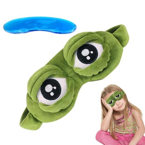 Frog Sleeping Mask, Cute Eyeshades for Sleeping, Soft Eye Patch for Adults, Kids Sleep Eye Cover, Frog Design Sleep Mask, Contoured Sleep Mask 8.66x3.
