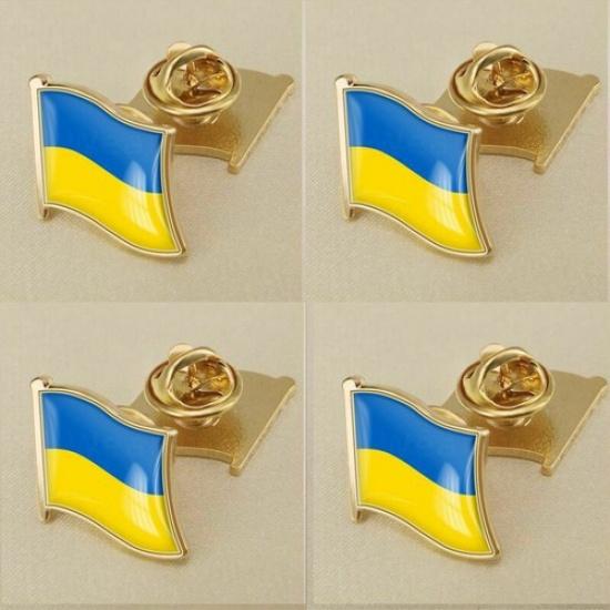 Coat of Arms of Ukraine Ukrainian Map Flag National Emblem National Flower Brooc