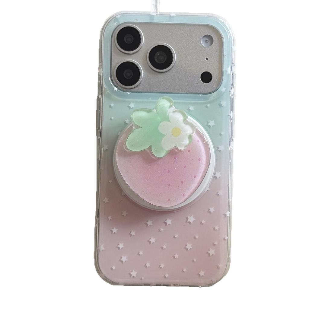 Strawberry Halo Magnetic Bracket iPhone 17/16 Pro Case with Drop Protection