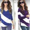 Women's Trendy Soft Batwing Long Sleeve Casual Blouse With Elegant Splicing Design