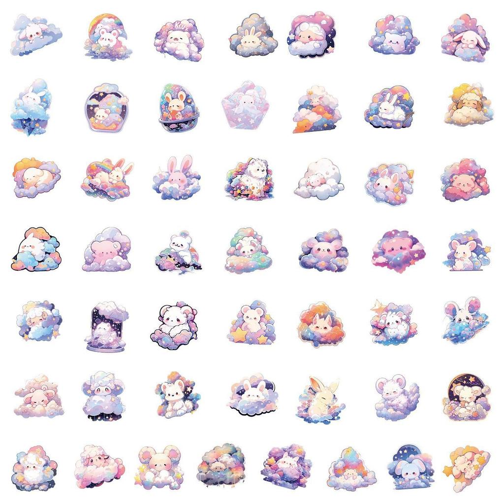 50PCS Cute Cartoon Animal Waterproof Stickers for Phones & Computers