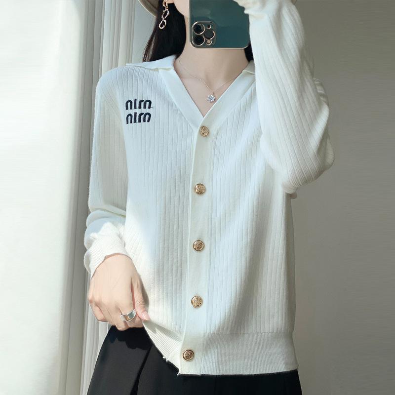 

Осень Новый Стиль Женский Вязаный Свитер V-образный вырез Кардиган Воротник ПОЛО Свитер с длинным рукавом для женщин XXL бежевый