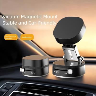 360° Rotation Magnetic Car Phone Holder With Vacuum Suction Cup Car Mount Dashboard Phone Bracket Retractable Folding