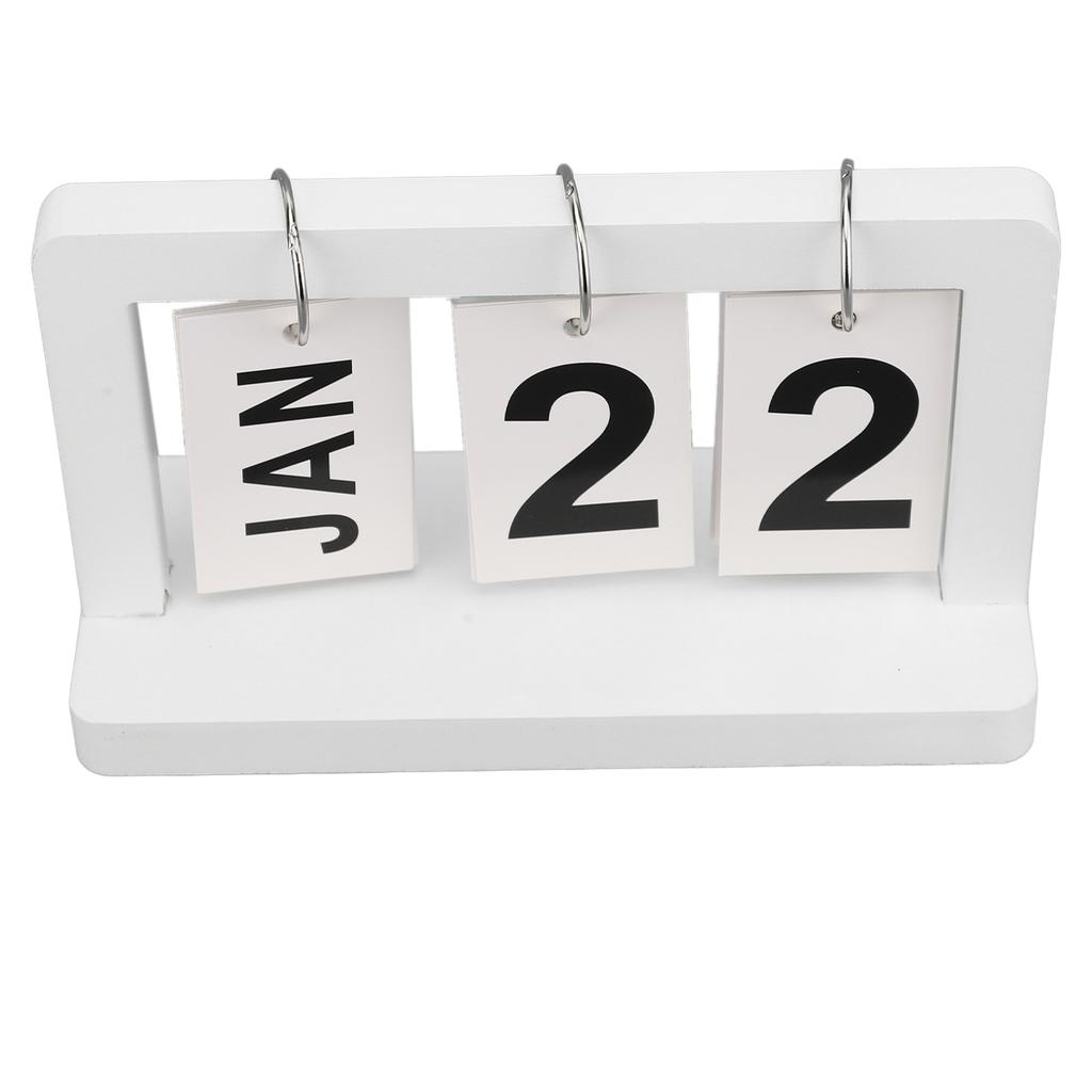 Vintage Flip Calendar Turn Page Month Date Display Wooden Desk Calendar Ornament for Home