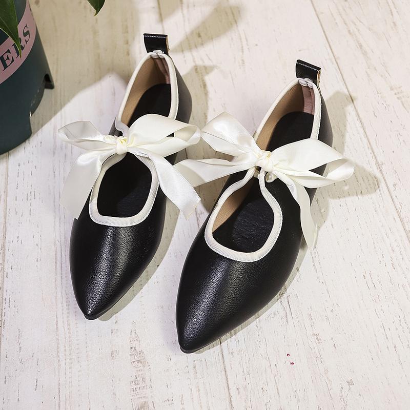 Aphixta Pointed Toe Loafers Flat With Women Shoes Slip On Butterfly Knot Flats Woman Classic Shoe Spring Autumn Loafers Big 43