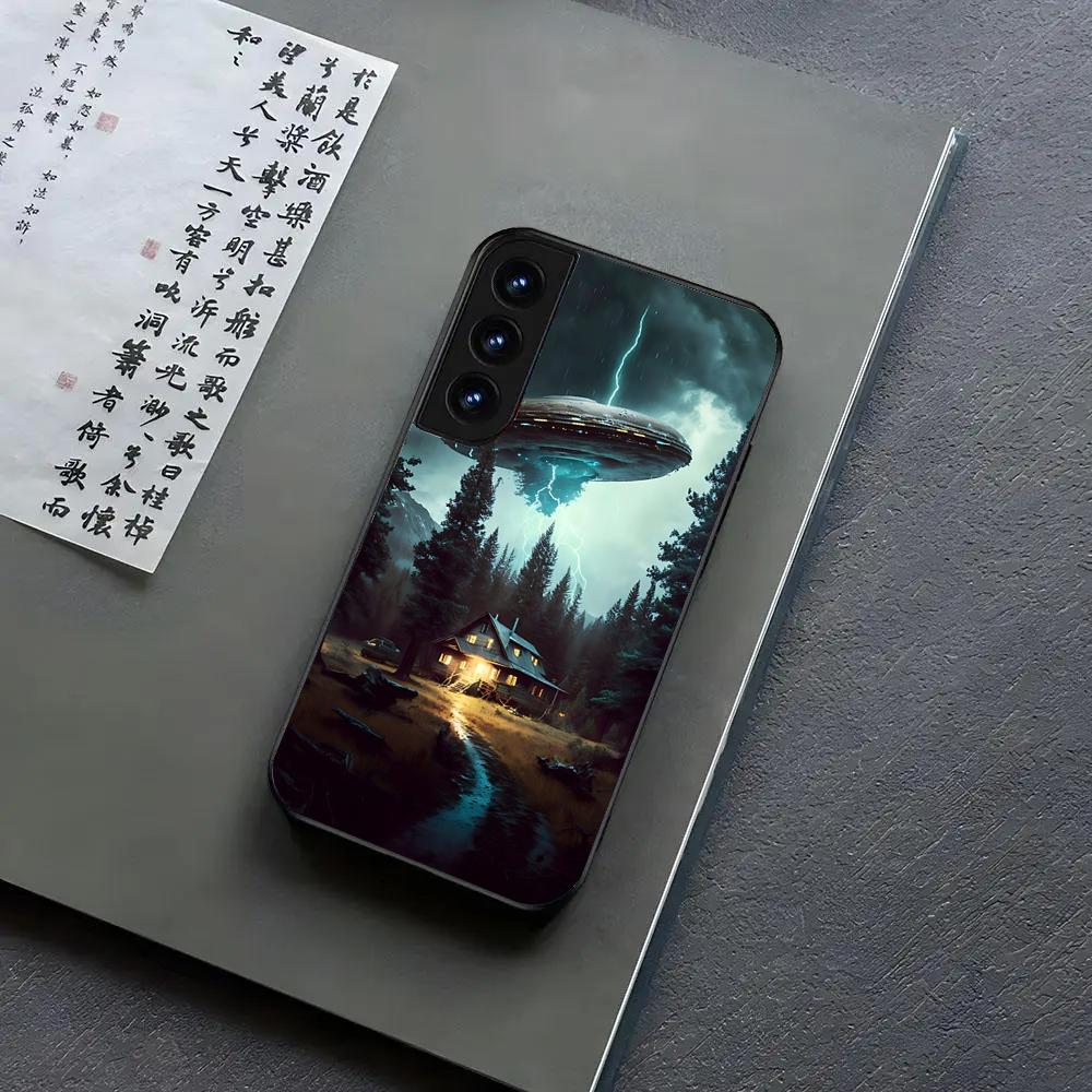 UFO Alien Phone Case For Samsung S24, S25 22,30,Note20,Ultra,Lite,Ultra5G,Plus,FE Black Cover