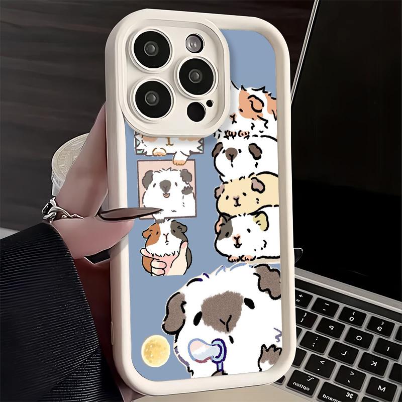 Phone Case for iPhone 17 Air 16E 15 16 Pro Max Cartoon Cute Hamster Cover 14 Plus 13 12 Mini Soft Shell Silicone Fundas