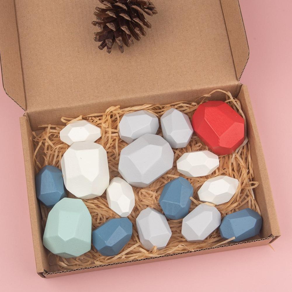 Wooden children's Nordic ins wind colored stone stacking music boys and girls indoor ornaments early education educational toys