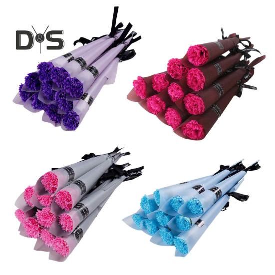 10 Pezzi Fiore di Sapone Festa della Mamma Bouquet Singolo di Garofani Fiori Artificiali Realistici Regalo per i Cari Compleanno della Mamma