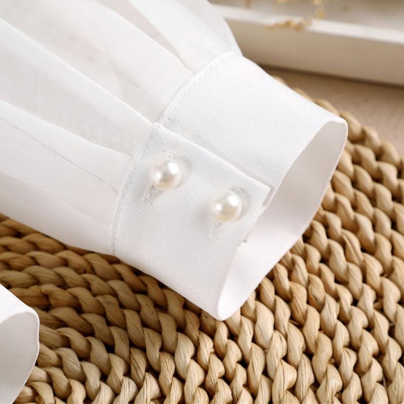 1 Pair Detachable Shirt Fake Sleeve Cuffs Fashion Pleated Horn Cuff Layered Lace Cuff False Sleeves Sunscreen Decorated