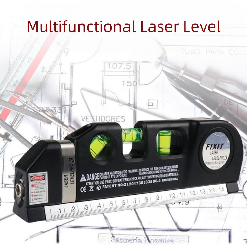 Nastavitelná laserová vodováha s ocelovým pravítkem, křížová laserová vodováha s přímkou, měřicí nástroje