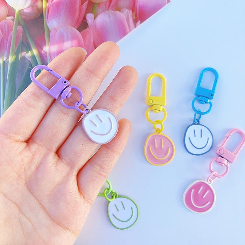 HyunA Style Smiley Face Pendant Keychain - Candy Color Dopamine Accessories for Bags