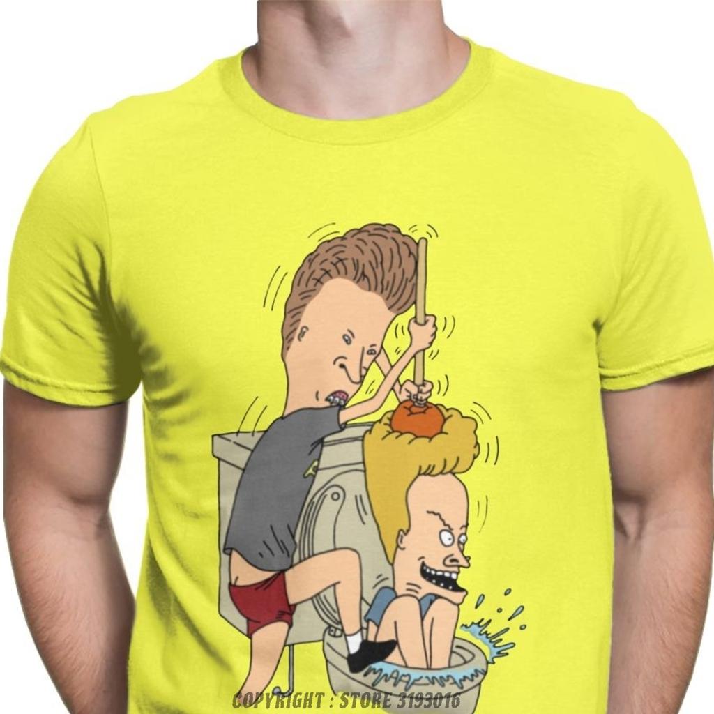 Beavis Butthead Toilet Fun TShirts Aesthetic Men Cartoon Rock Comic Punk Metal Funny Christmas Tees T Shirts Homme