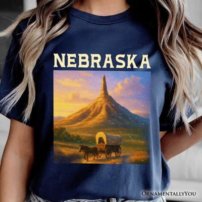Scenic Nebraska State Chimney Rock Scenic T-and Kids Tshirt, Western Landmark Tee and Historic Trail Keepsake Souvenir