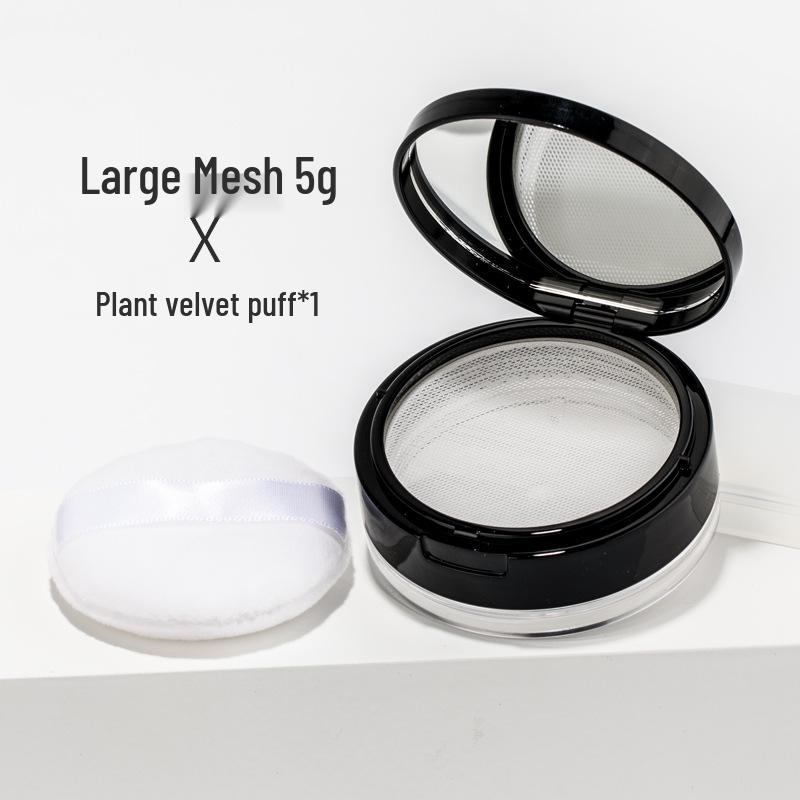 Portable Refillable Powder Compact with Mesh for Setting, Blush, and Talcum