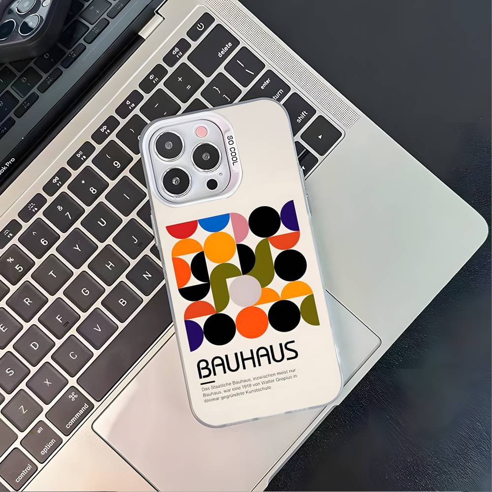 

Geometric Bauhaus Art Phone Case For iPhone 16,15,14,13,12,11,Pro,XS,Max,Plus,Mini,SE4,E Black Matte Shockproof Cover iPhone13mini