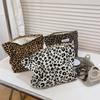 Large Leopard Cosmetic Bag Canvas Makeup Organizer Zipper Travel Beauty Case for Women