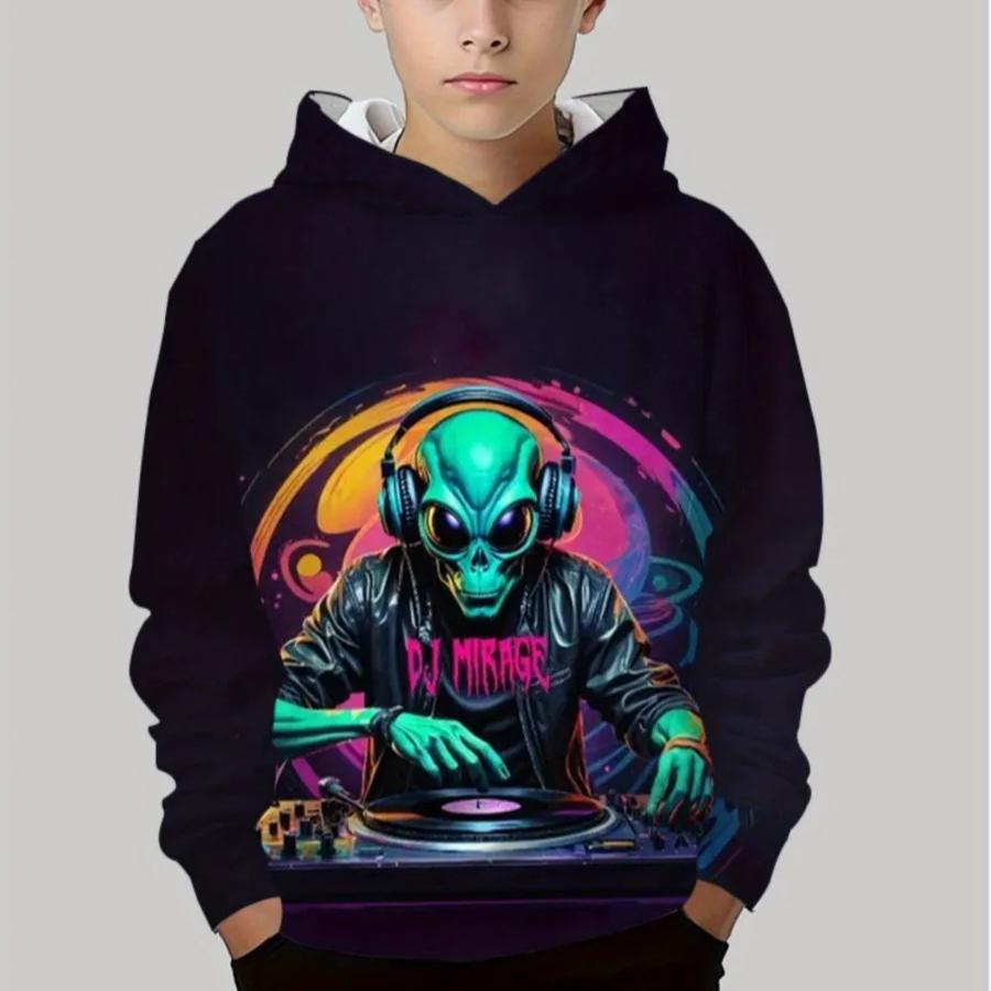 Autumn 3D Skull Printed Hoodies Fashionable Casual Sports Long Sleeved Children's Boy Hooded Sweatshirts