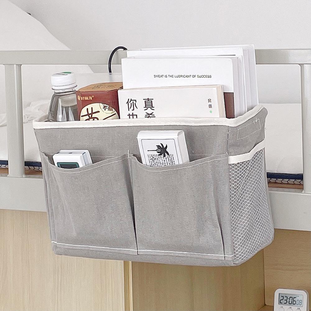 

Dorm Bedside Hanging Bag Multifunctional Storage Organizer For Book Stationery With Pockets Storage Basket Baby Bed Accessories сірий