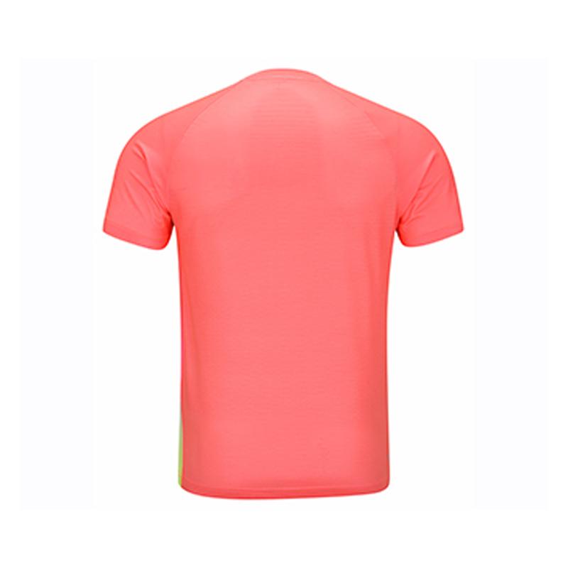 Li-Ning Gradient Round Neck Comfortable Versatile Breathable Short Sleeve T-Shirt Unisex Tops Fluorescent-Camellia-Red AAYU143-1
