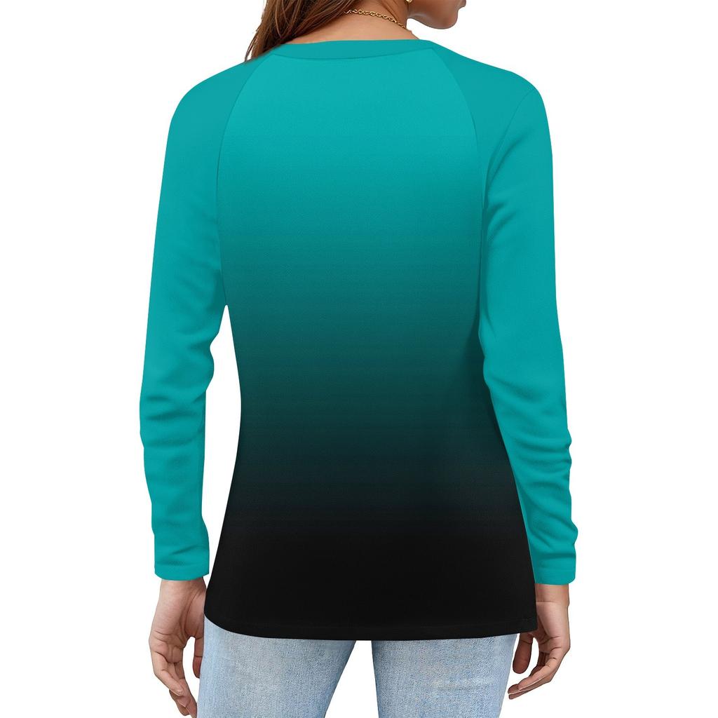Women's T Shirt Print Button Long Sleeve Daily Weekend Fashion Basic V- Neck Regular Top