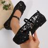 Fashion Low Heel Shoes Women's Summer Square Head Shallow Mouth Sequin Cloth Line with Soft Soles Non-slip Flat Shoes
