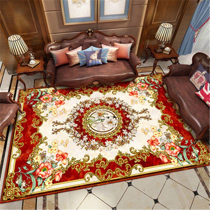 Europe Carpet Living Room Anti-skid Balcony Mat Vintage Bedroom Rug Bedside Kitchen Carpet Jacquard Rug Carpet